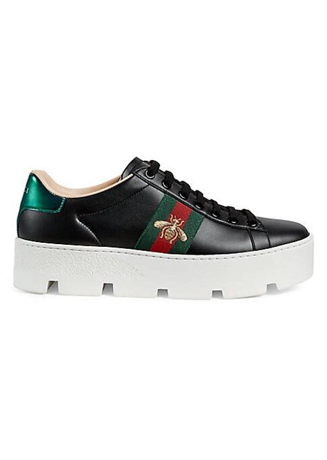 gucci bee sneakers black|gucci new ace platform sneakers.